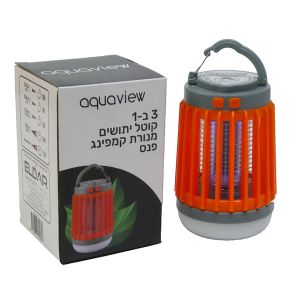  מנורת קמפינג נטענת USB עם פנס וקוטל יתושים 