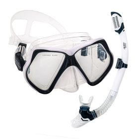 סט משקפת צלילה ושנורקל AquaDive Pro - לבן