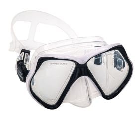 סט משקפת צלילה ושנורקל AquaDive Pro - לבן