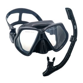 סט משקפת צלילה ושנורקל AquaDive Pro - שחור